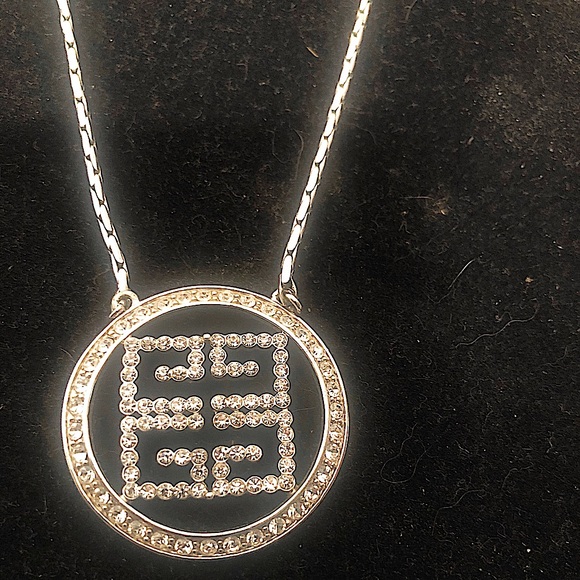 Givenchy, Vintage, Silver-tone Necklace with Crystal Accents - Picture 2 of 7